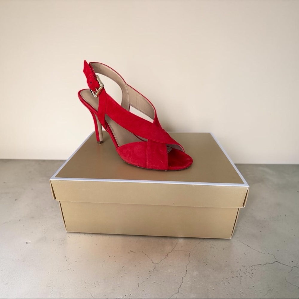 Michael Kors Red Suede Crisscross Slingback Heel